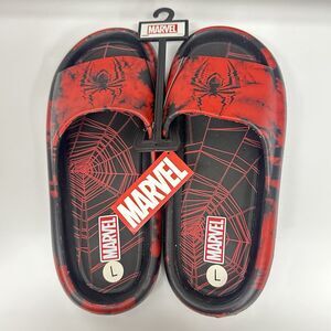 Marvel Spider-Man Ground Up Mens Size 12 Red Black Slide Sandals New w/ Tags